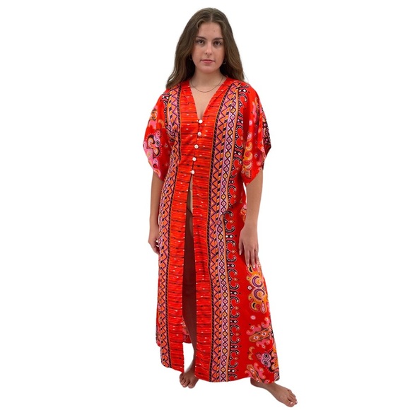 RARE Vintage 60s Robe Beach Coverup Kimono Riviera Robes California Created M/L - Picture 2 of 15